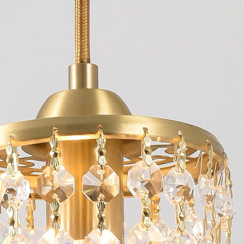 1 Light Cylinder Pendant Lighting Modern Crystal Pendant Ceiling Lights for Restaurant