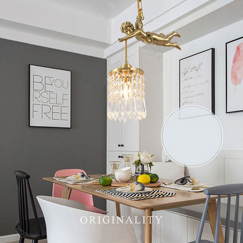 1 Light Cylinder Pendant Lighting Modern Crystal Pendant Ceiling Lights for Restaurant