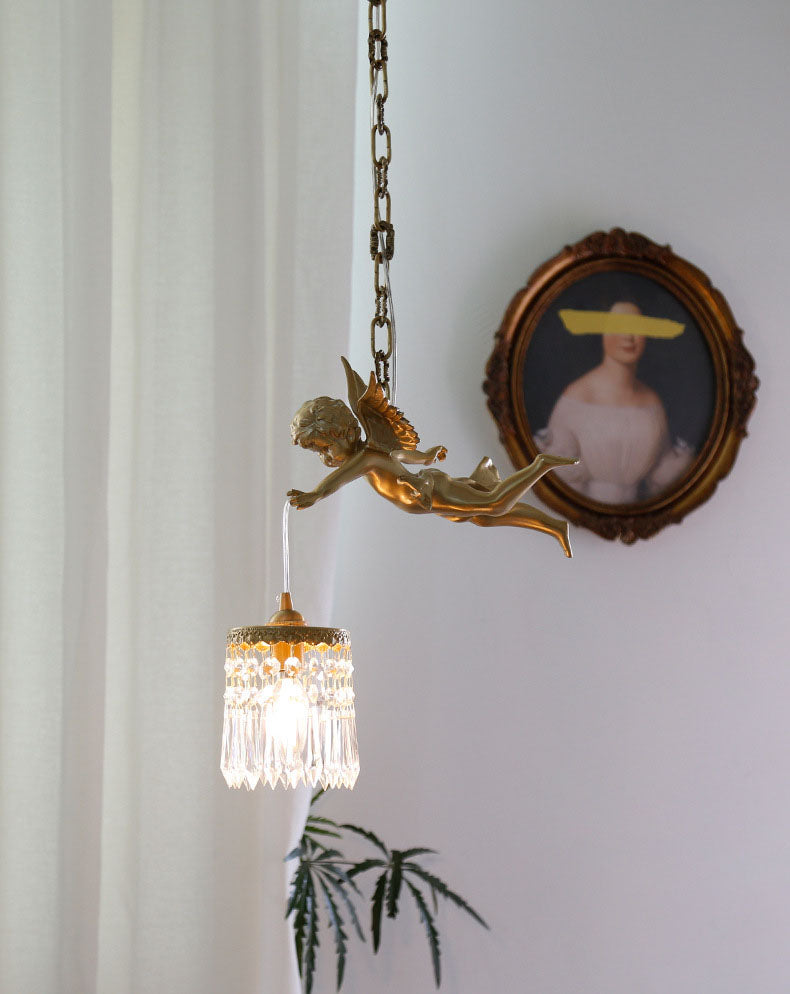 1 Light Cylinder Pendant Lighting Modern Crystal Pendant Ceiling Lights for Restaurant