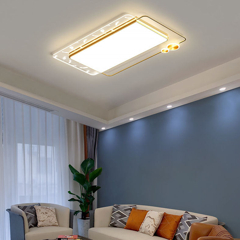 Rectangular Iron LED Flush Mount Modern Style 1 Light Ceiling Light Fixture for Living Room