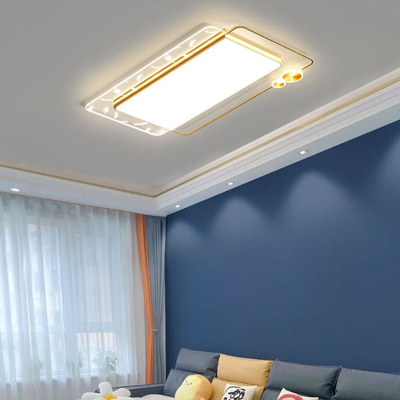 Rectangular Iron LED Flush Mount Modern Style 1 Light Ceiling Light Fixture for Living Room