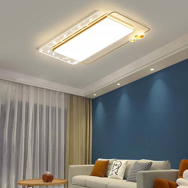 Rectangular Iron LED Flush Mount Modern Style 1 Light Ceiling Light Fixture for Living Room