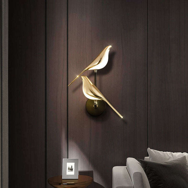 Contemporary Bird Gold Wall Light Sconces Acrylic Wall Mount Lamp for Living Room
