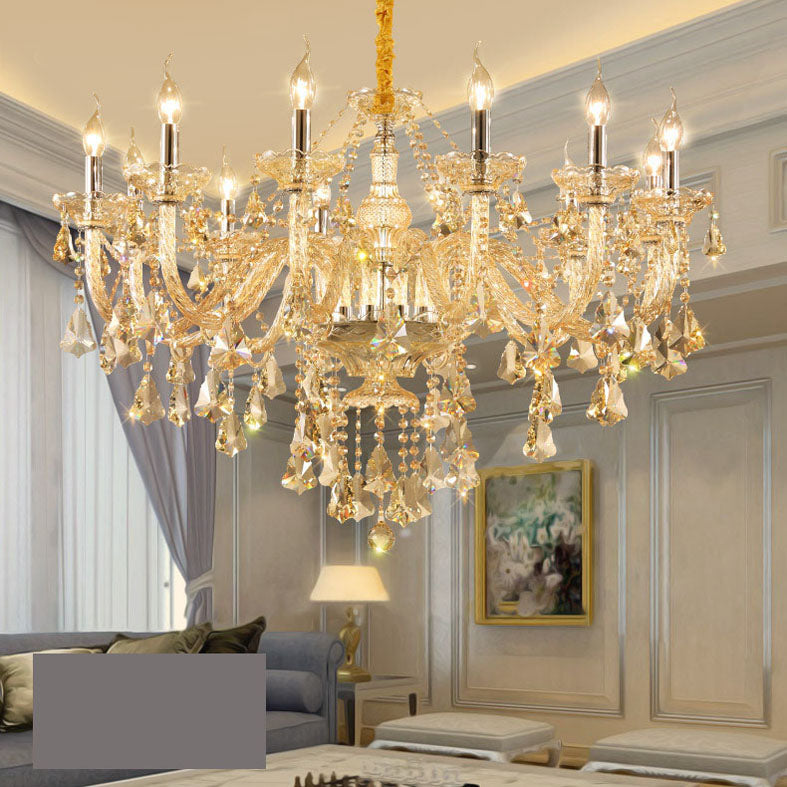 Gold Sputnik Pendant Light in Traditional Luxury Style Crystal Chandelier for Living Room