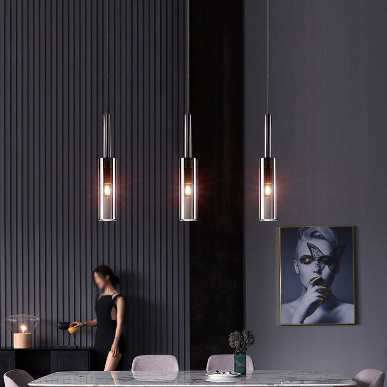 1 Light Cylinder Pendant Lighting Modern Crystal Pendant Ceiling Lights for Restaurant