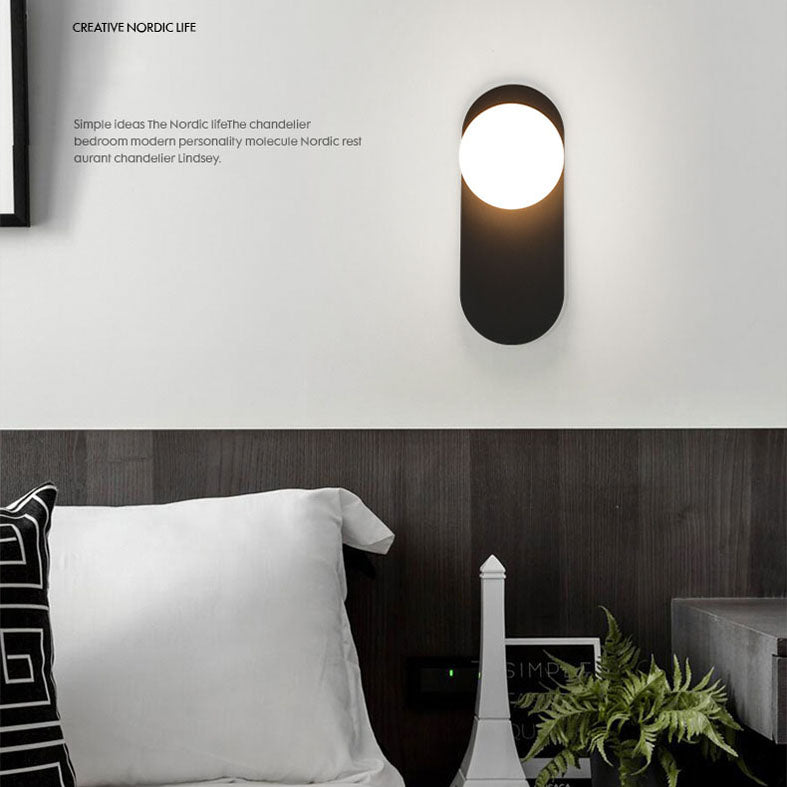 Glass Round Sconce Light Fixture Minimalist-Style Wall Mounted Light Fixture for Bedroom