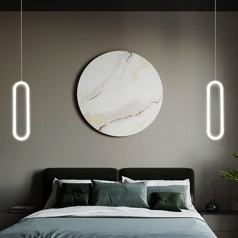 Metal Oblong Pendant Ceiling Light Simplicity Style LED Gold Ceiling Suspension Lamp