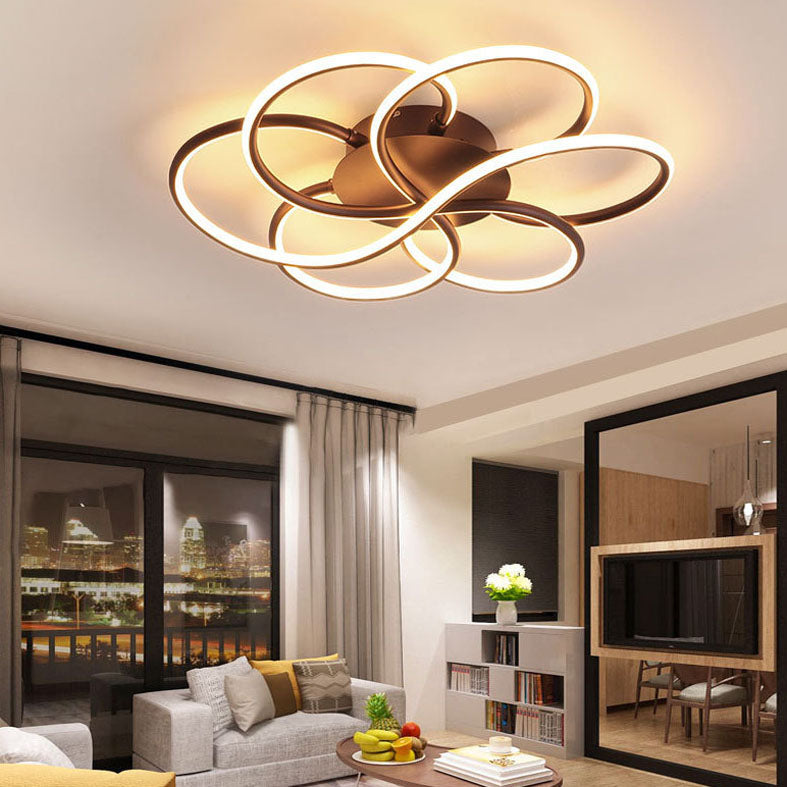 Nordic LED Ceiling Flush Mount Light Flower-Shaped Ceiling Lighting with Metal Shade