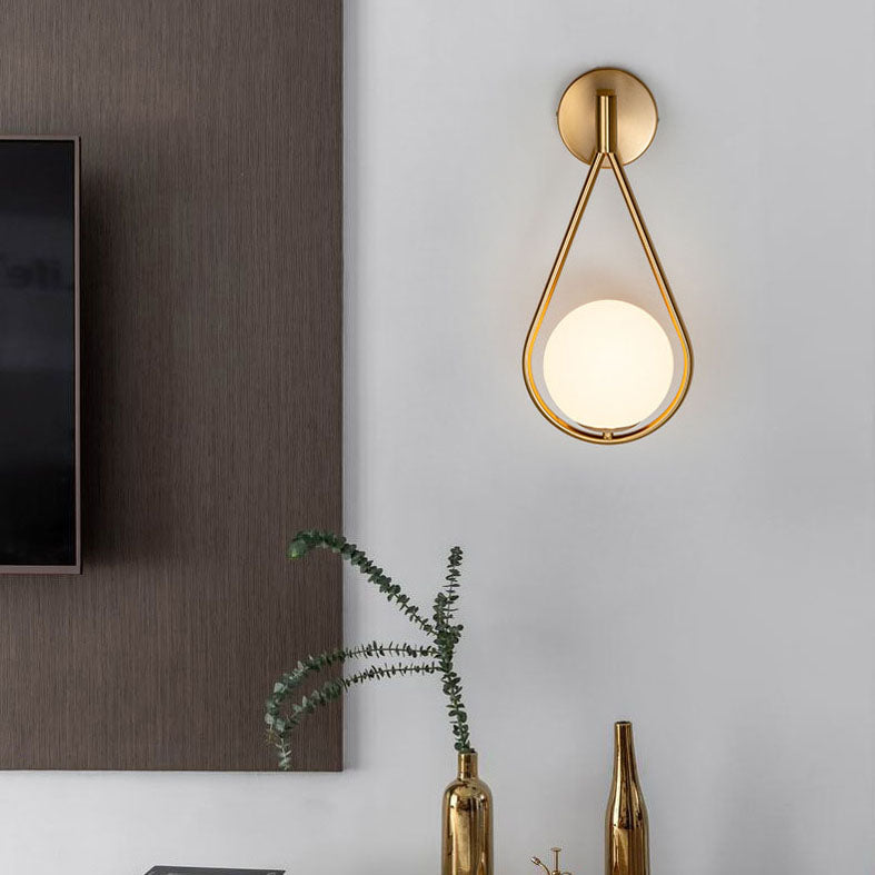 Globe Glass Wall Sconce in Modern Simplicity Wrought Iron Wall Lamp for Interior Spaces