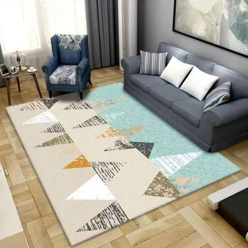 Simple Living Room Area Rug Geometric Lines Polyester Rug Anti-Slip Indoor Carpet