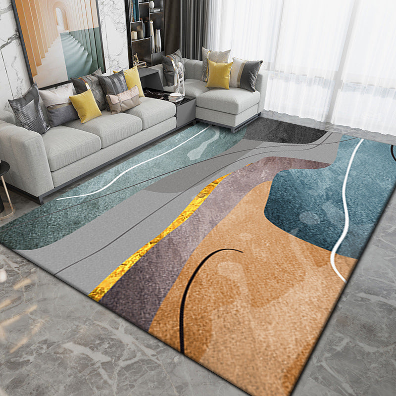 Luxury Indoor Area Rug Geometric Lines Polyester Carpet Anti Slip Backing for Living Room Rug
