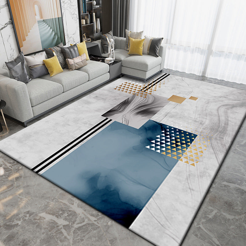 Luxury Indoor Area Rug Geometric Lines Polyester Carpet Anti Slip Backing for Living Room Rug