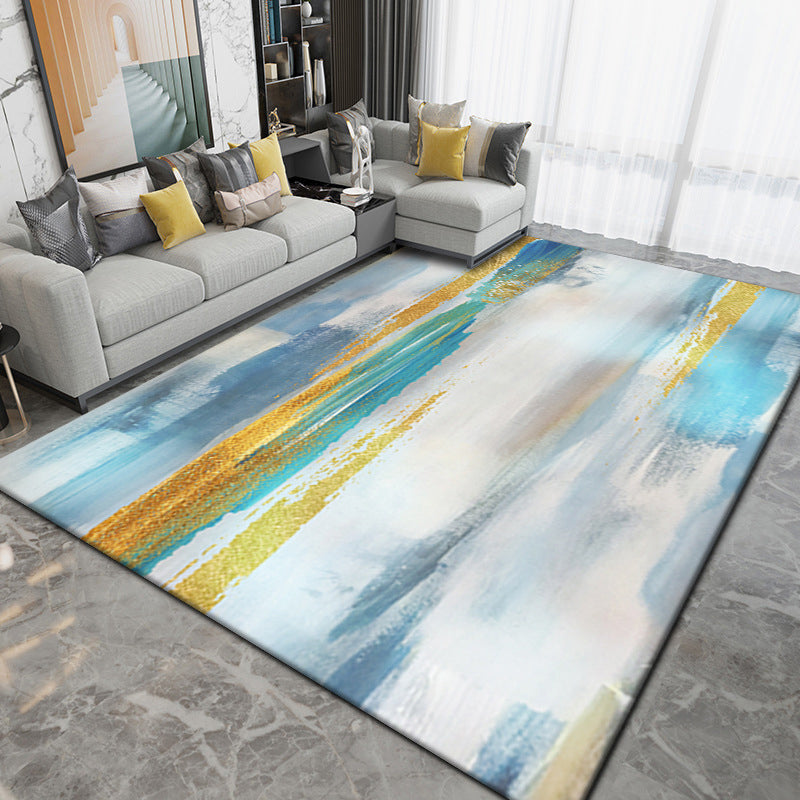 Luxury Indoor Area Rug Geometric Lines Polyester Carpet Anti Slip Backing for Living Room Rug