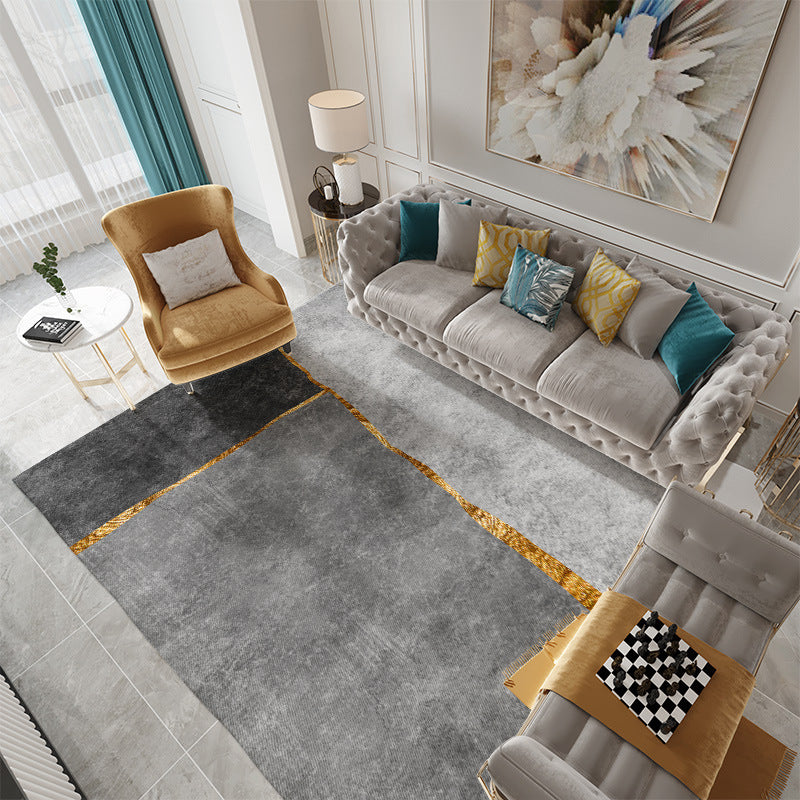 Tapis d'intérieur moderne gris en Polyester, bloc de couleur, antidérapant, pour la décoration de la maison