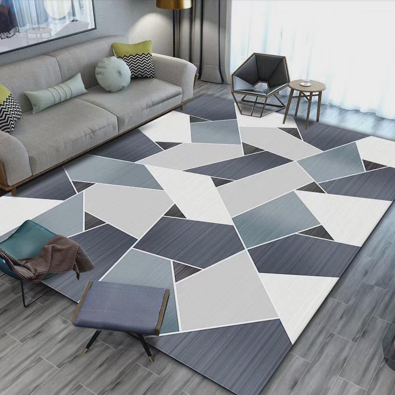 Minimalist Geometric Printed Carpet Non-Slip Backing Area Rug Polyster Rug for Living Room