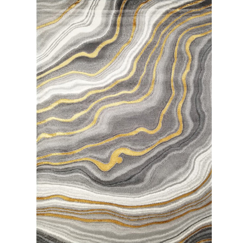 Blue Modern Rug Polyester Abstract Carpet Non-Slip Backing Area Carpet for Home Decoration