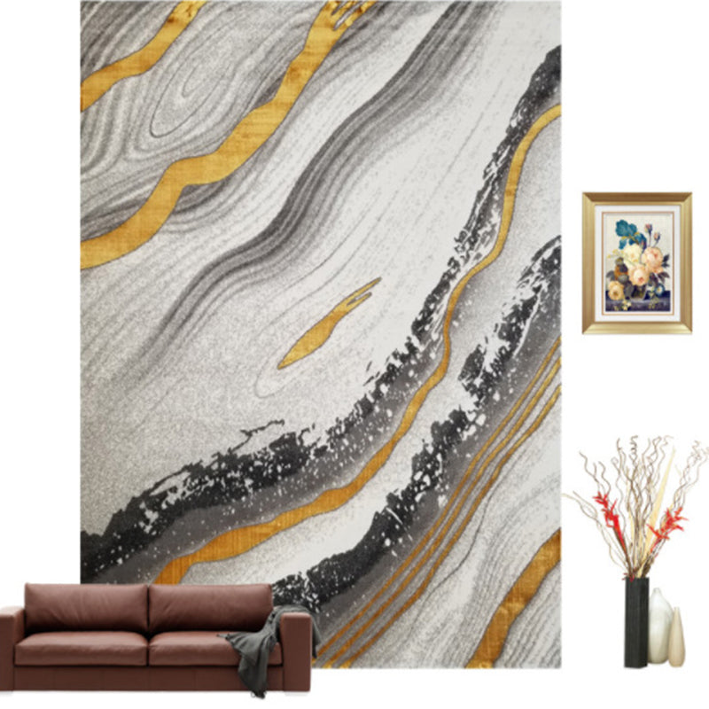 Blue Modern Rug Polyester Abstract Carpet Non-Slip Backing Area Carpet for Home Decoration