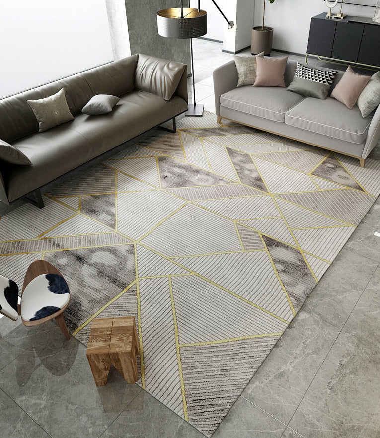 Blue Modern Rug Polyester Abstract Carpet Non-Slip Backing Area Carpet for Home Decoration