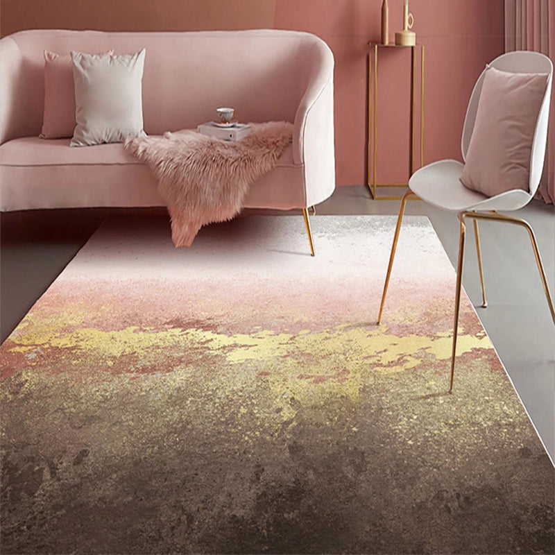 Tapis moderne aux couleurs bloquées, en mélange de coton rose, antidérapant, pour la décoration de la maison