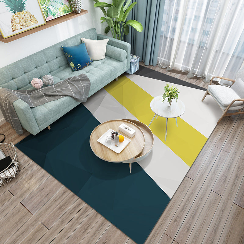 Tapis moderne aux couleurs bloquées, en mélange de coton rose, antidérapant, pour la décoration de la maison