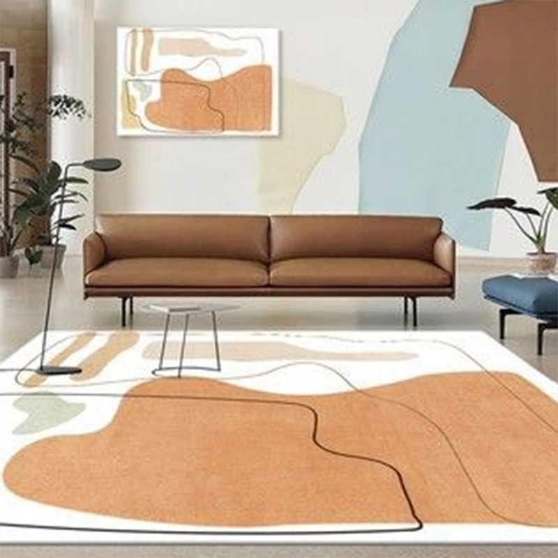 Orange Casual Area Rug Polyester Geometric Carpet Anti-Split Indoor Rug for Home Decoration