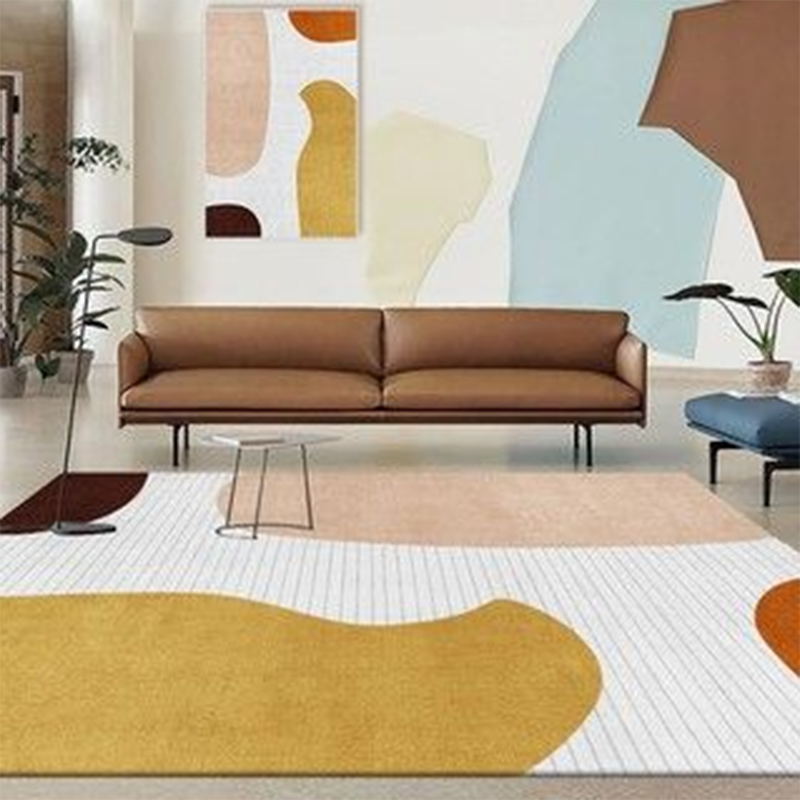 Orange Casual Area Rug Polyester Geometric Carpet Anti-Split Indoor Rug for Home Decoration