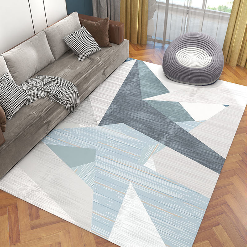 Gray Geometric Area Rug Rubber Modern Rug Washable Carpet for Living Room