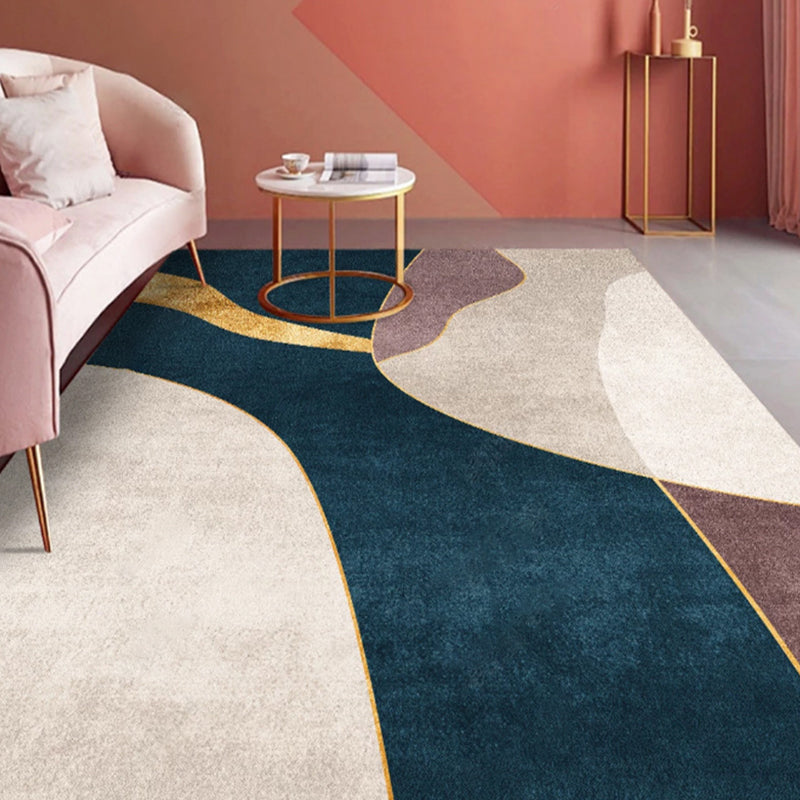 Pink Modern Indoor Rug Polyester Color Block Carpet Stain Resistant Rug for Bedroom