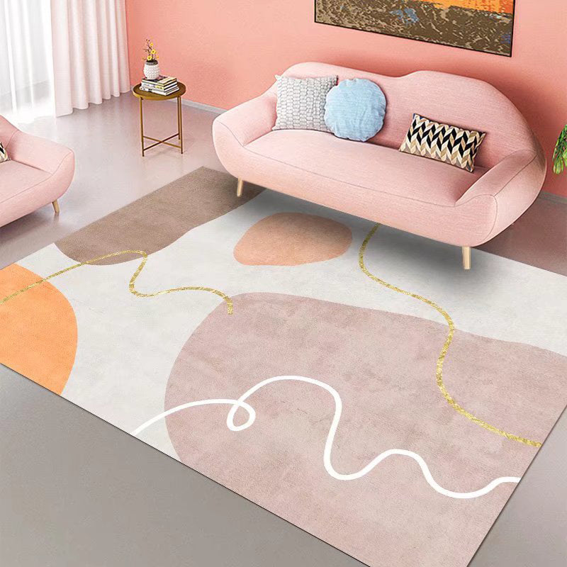 Nordic Indoor Rug Polyester Area Rug Medium Living Room Rug with Non-Slip Backing