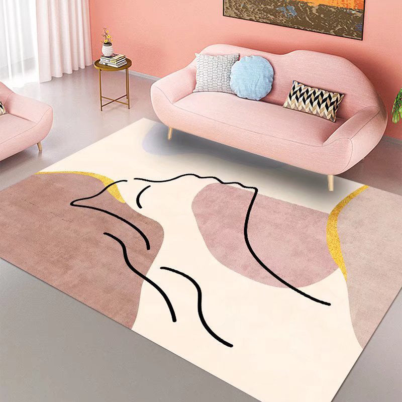 Nordic Indoor Rug Polyester Area Rug Medium Living Room Rug with Non-Slip Backing