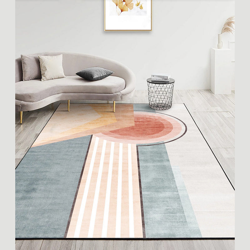 Tapis moderne aux couleurs bloquées, en Polyester rose, avec envers antidérapant, pour l'intérieur, pour la décoration de la maison