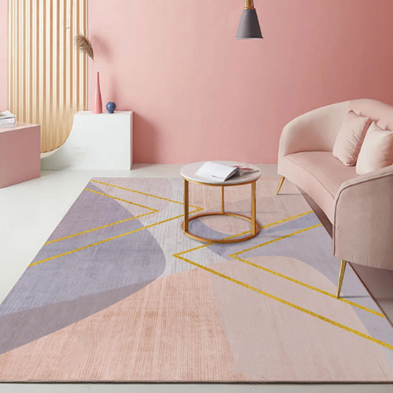 Tapis moderne aux couleurs bloquées, en Polyester rose, avec envers antidérapant, pour l'intérieur, pour la décoration de la maison
