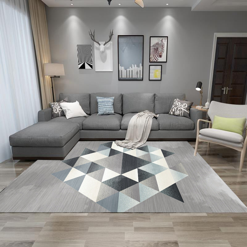 Apricot Geometric Indoor Rug Polyester Rug Minimalist Carpet Non-Split for Home Decoration
