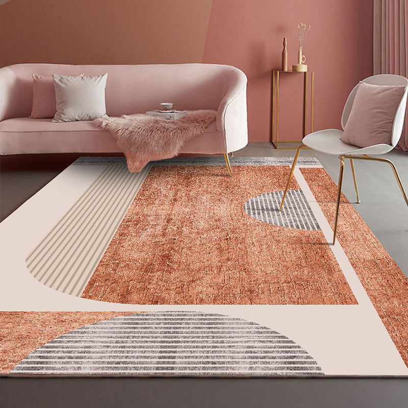 Nordic Color Block Carpet Polyster Indoor Rug Stain Resistant Area Carpet for Living Room