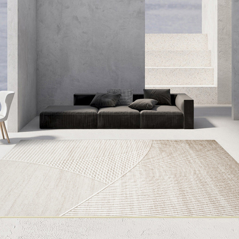 Grey Modern Rug Polyester Stripe Indoor Rug Stain Resistant Carpet for Home Decoration