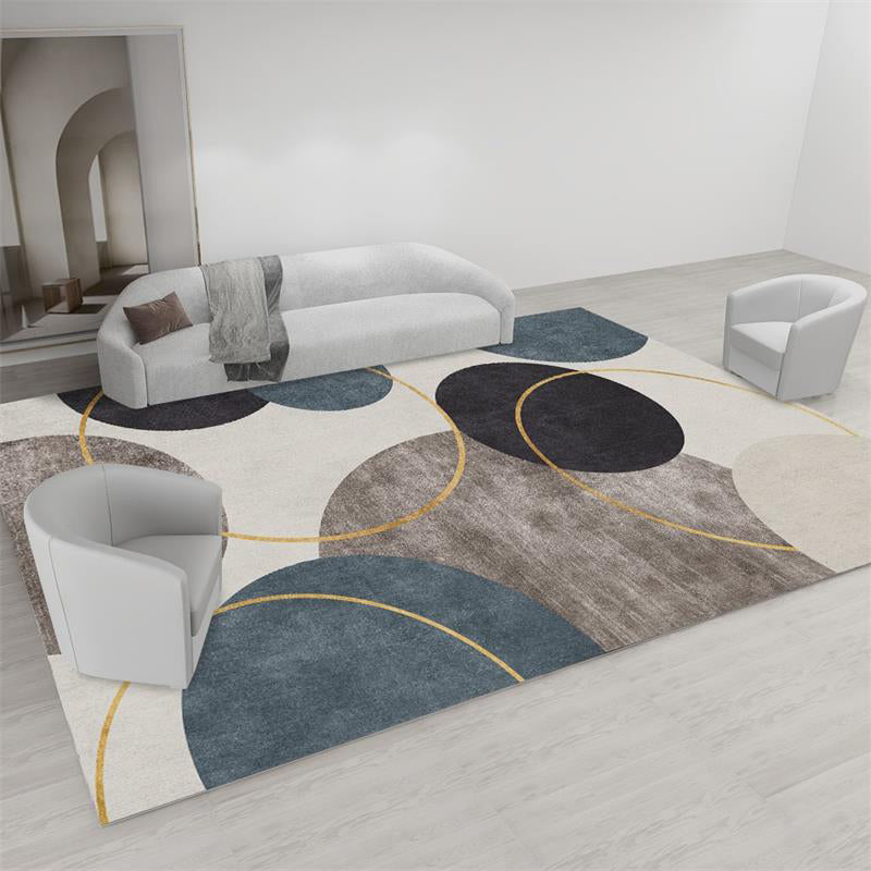 Minimalist Indoor Rug Geometry Pattern Modern Rug Polyester Anti-slip Area Rug for Living Room