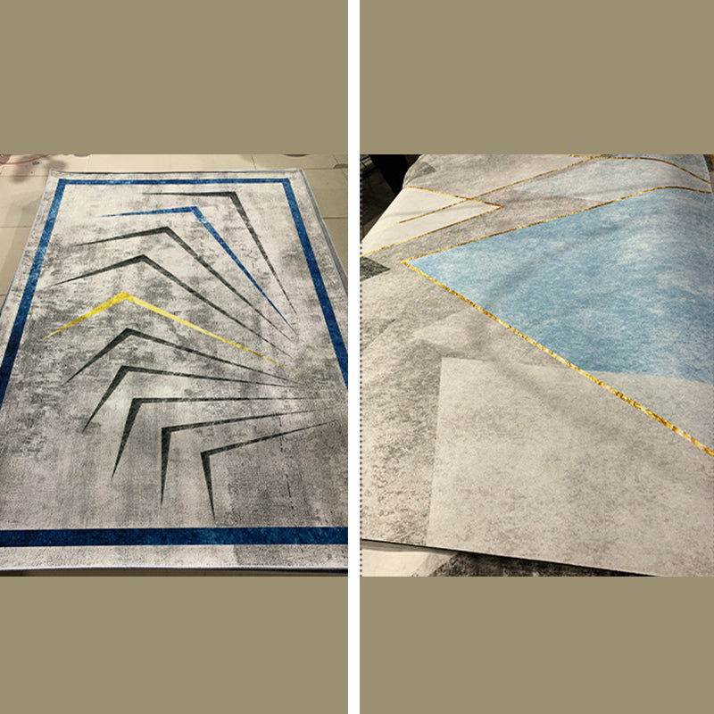 Minimalist Indoor Rug Geometry Pattern Modern Rug Polyester Anti-slip Area Rug for Living Room