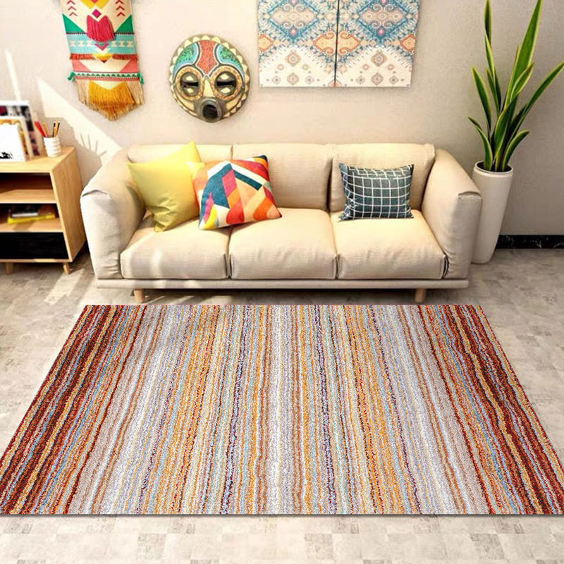 Multicolor Antique Area Carpet Polyester Stripe Printing Indoor Rug Easy Care Carpet for Living Room