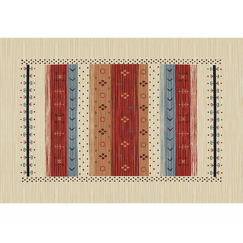 Mehrfarbiger Vintage-Teppich, Polyester-Teppich mit Streifendruck, rutschfeste Rückseite, Innenteppich für Wohnzimmer