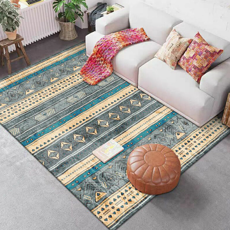 Couleur de décoration de maison mélangée tapis Boho-Chic Siefhead Area Polyester avec tapis de support sans glissement