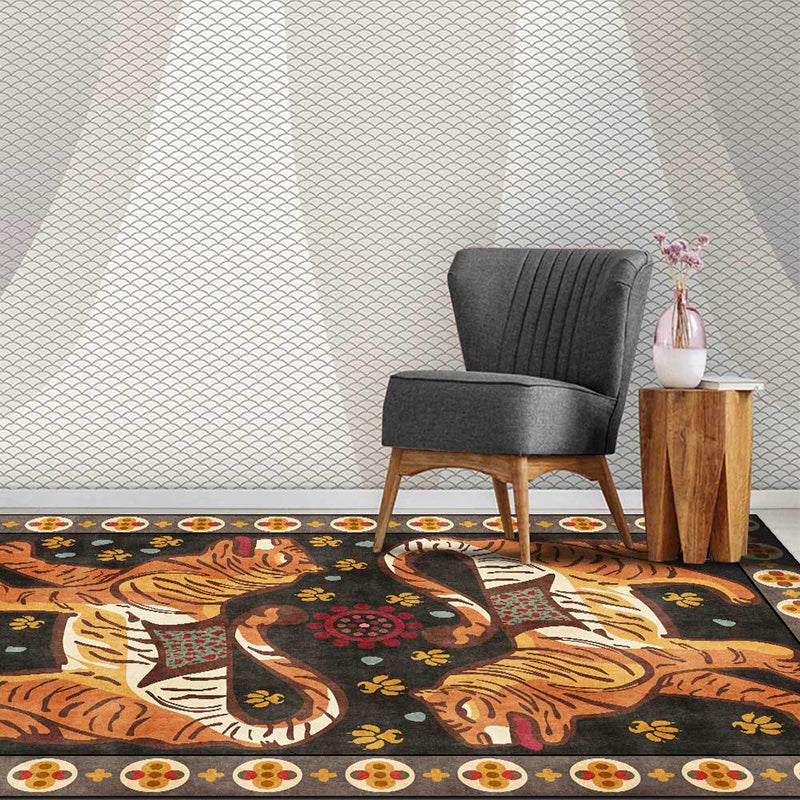Distinctive Tiger Pattern Rug Trendy Modern Carpet Polyester Friendly Washable Rug for Home Decor