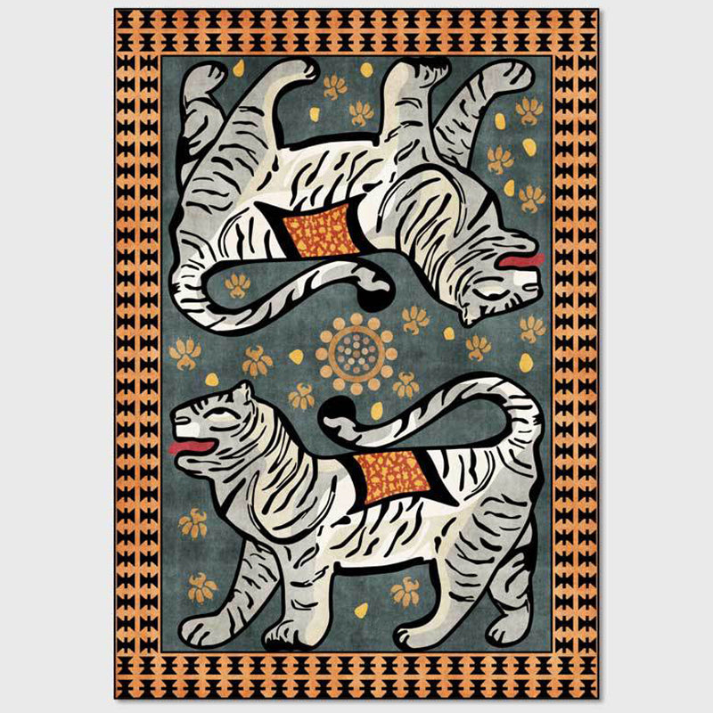 Distinctive Tiger Pattern Rug Trendy Modern Carpet Polyester Friendly Washable Rug for Home Decor