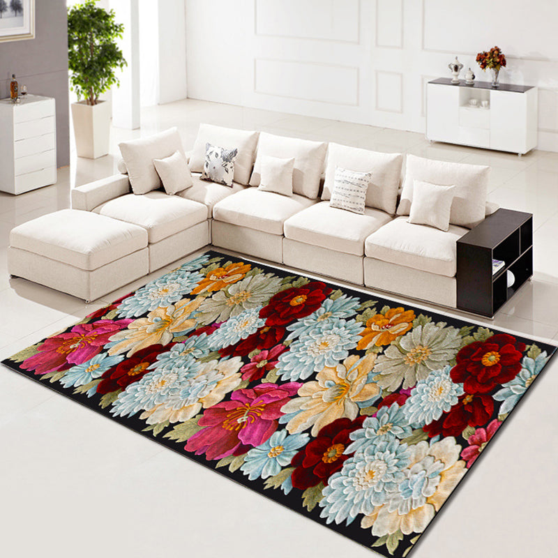 Simplicity Floral Design Rug Comfort Modern Carpet Polyester Washable Carpet for Living Room