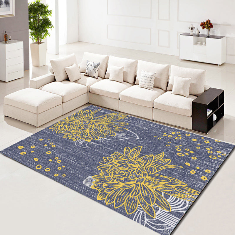 Simplicity Floral Design Rug Comfort Modern Carpet Polyester Washable Carpet for Living Room