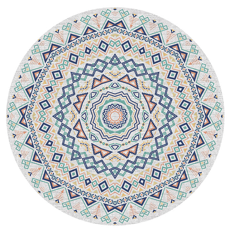 Tone gris rond Rapier vintage Rapis Polyester Tribal Print Tapis Tapis d'intérieur non glissant pour chambre à coucher