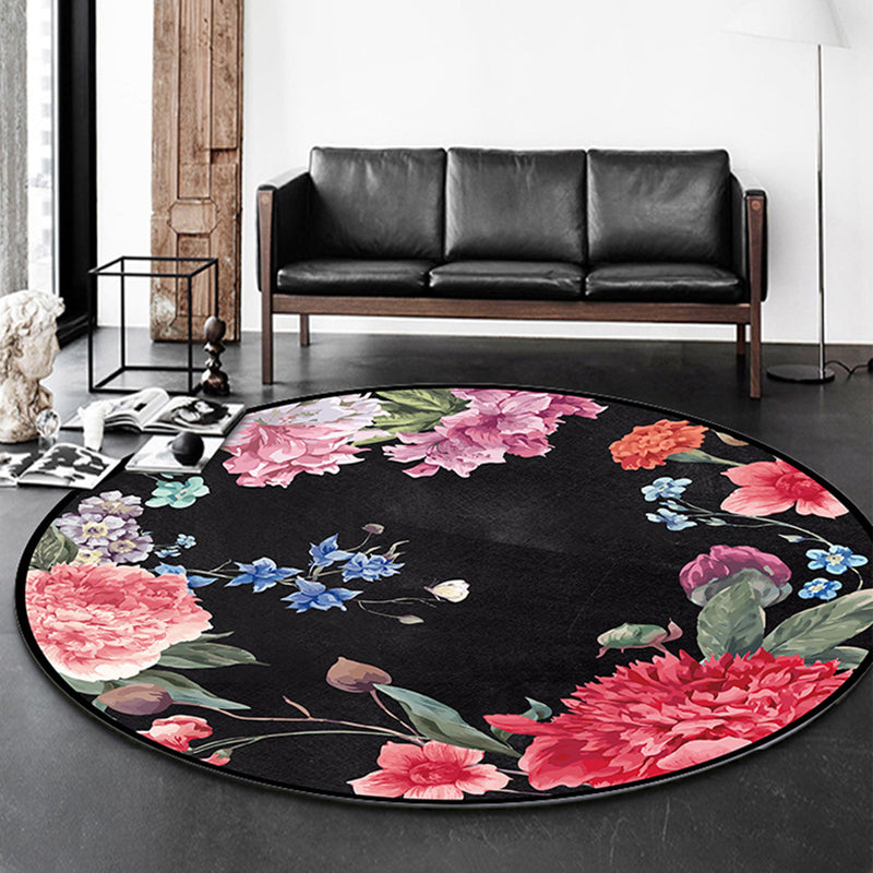 Mehrfarbiger Teppich mit Blumenmuster, moderner runder Teppich, rutschfester Teppich für die Heimdekoration