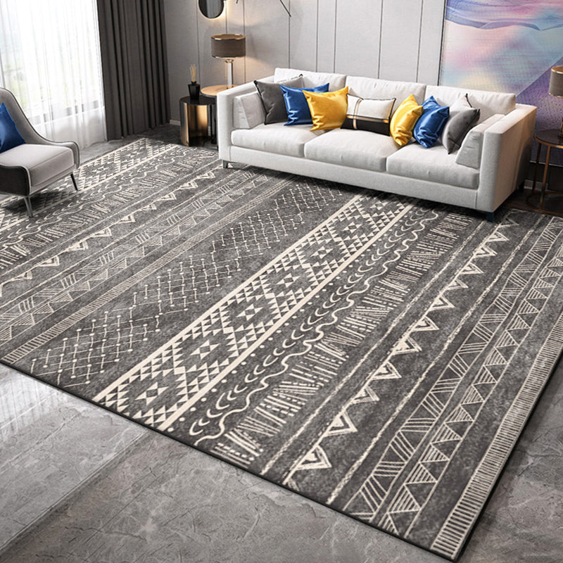 Mehrfarbiger ethnischer Print Teppich Polyester Antiquen Teppich nicht rutschfestem Innenteppich für die Heimdekoration