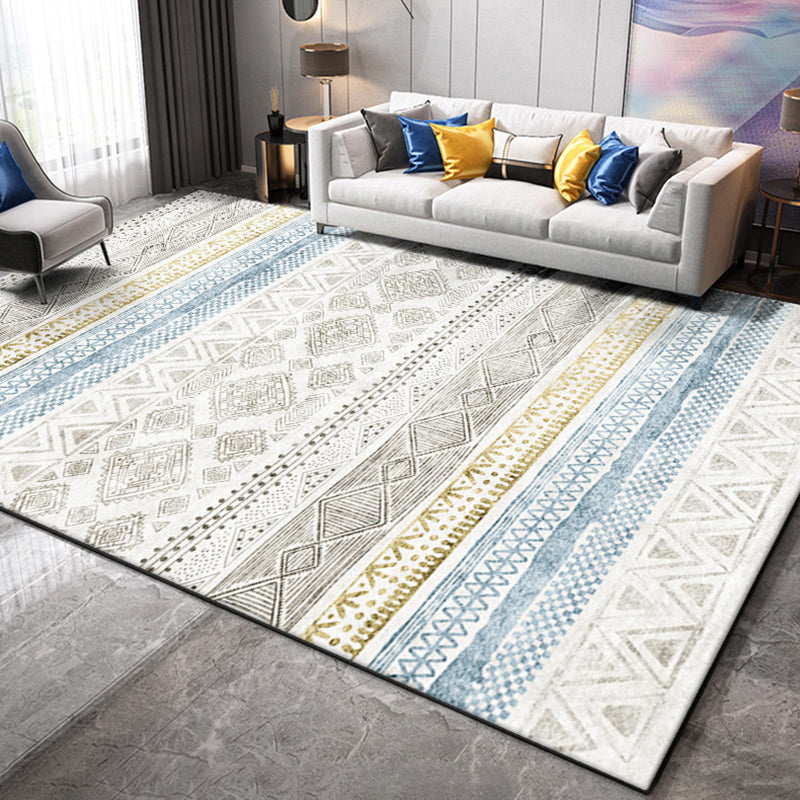 Mehrfarbiger ethnischer Print Teppich Polyester Antiquen Teppich nicht rutschfestem Innenteppich für die Heimdekoration