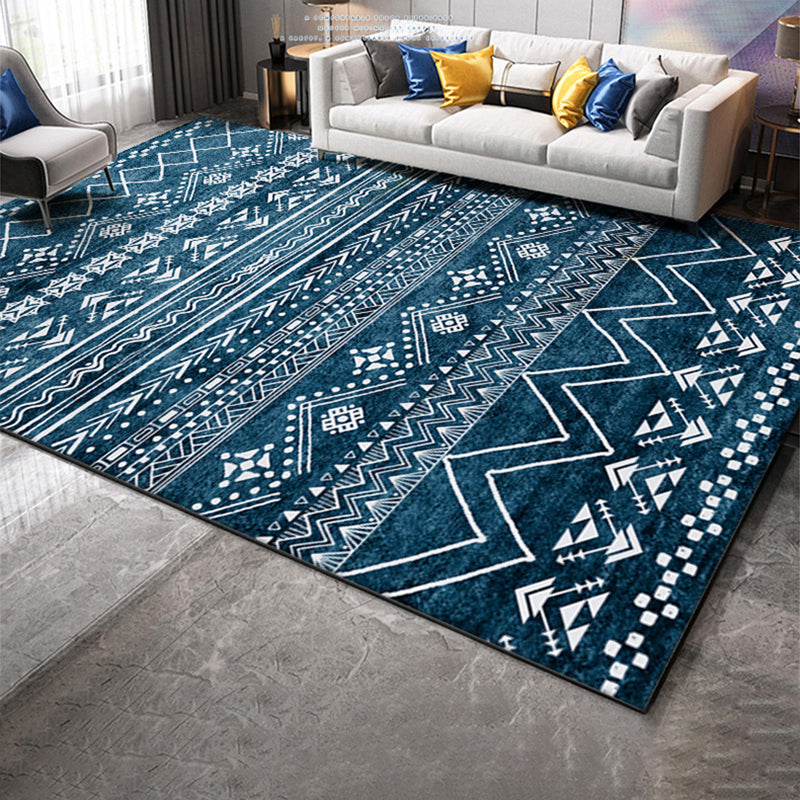 Mehrfarbiger ethnischer Print Teppich Polyester Antiquen Teppich nicht rutschfestem Innenteppich für die Heimdekoration