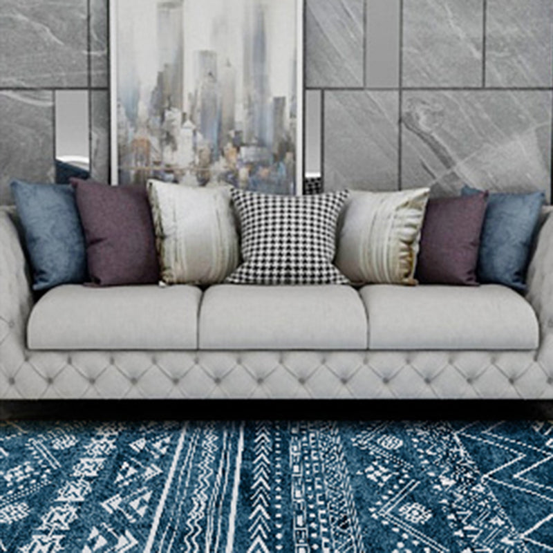 Mehrfarbiger ethnischer Print Teppich Polyester Antiquen Teppich nicht rutschfestem Innenteppich für die Heimdekoration